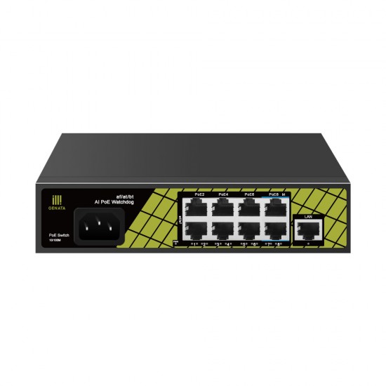 Genata GNT-P9109EA 8-Port PoE Switch 1 Up-Link Port Genata GNT-P9109EA 8-Port PoE Switch 1 Up-Link Port