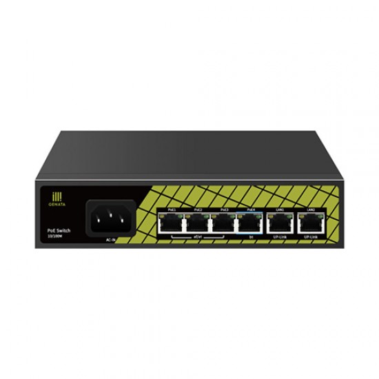 Genata GNT-P9206EA 4 Port PoE Switch 2 Up-Link Port Genata GNT-P9206EA 4 Port PoE Switch 2 Up-Link Port